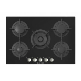 PIANO COTTURA HOOVER H-HOB 300 HGV75SMWCGB 75 CM GAS 5 FUOCHI GHISA VETRO TEMPERATO NERO