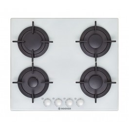 PIANO COTTURA HOOVER HGV 64 SCW GAS 4 FUOCHI 60 CM GRIGLIE IN GHISA VETRO BIANCO