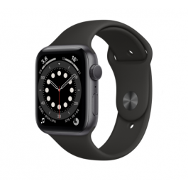 SMARTWATCH APPLE WATCH 6 44 MM GPS CASSA IN ALLUMINIO GRIGIO SIDERALE 32 GB CINTURINO SPORT NERO