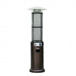 STUFA DA ESTERNO A FIAMMA LIBERA / RISCALDATORE A FIAMMA CIRCOLARE ZEPHIR ZGS180 GAS 5/11 KW BOMBOLA 15 KG ACCENSIONE PIEZOELETTRICA MARRONE
