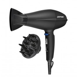 PHON / ASCIUGACAPELLI PROFESSIONALE ZEPHIR ZHB2002 2200W 2 VELOCITA' 3 LIVELLI DI TEMPERATURA NERO