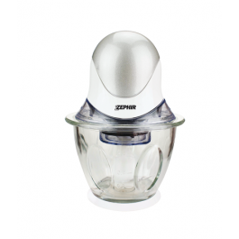 TRITATUTTO DA CUCINA ZEPHIR ZHC4604 400W CON CARAFFA IN VETRO 0,6L A PRESSIONE LAME IN ACCIAIO INOX BIANCO / SILVER