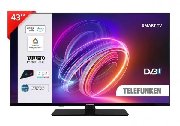 TV 43" TELEFUNKEN TE43750B45I2K LED FULL HD SMART WIFI HDMI USB MODALITA' HOTEL LINUX