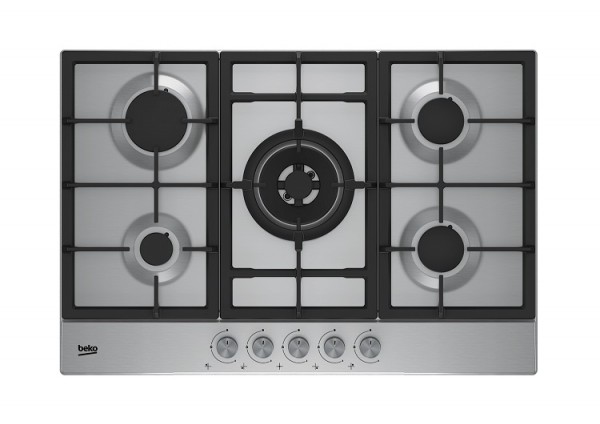 PIANO COTTURA BEKO HIAW 75225 SX 75 CM A GAS 5 FUOCHI GHISA INOX