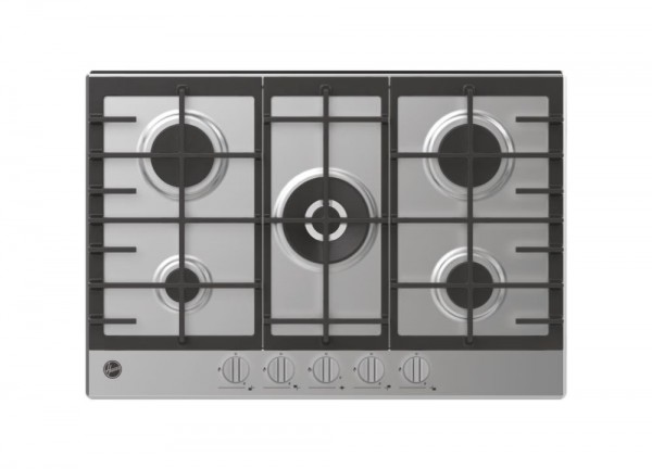 PIANO COTTURA HOOVER H-HOB 300 HHG75WK3X GAS 5 FUOCHI 75 CM GRIGLIE IN GHISA INOX