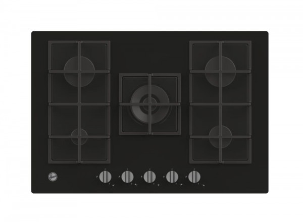 PIANO COTTURA HOOVER H-HOB 300 HVG74K3B 90 CM GAS 5 FUOCHI GRIGLIE IN GHISA VETRO TEMPERATO NERO