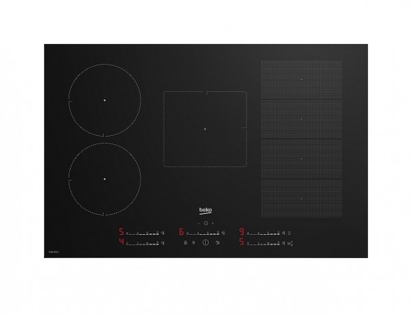 PIANO COTTURA BEKO HII 85780 UFT 80 CM INDUZIONE 5 FUOCHI 1 FULL FLEXYZONE 9 LIVELLI DI COTTURA VETRO NERO