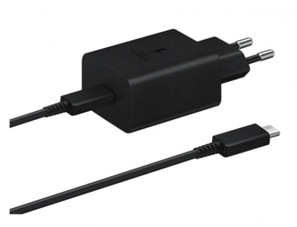 CARICABATTERIE / ADATTATORE SUPER FAST CHARGING (45 W) + CAVO DATI USB TIPO C ORIGINALE SAMSUNG EP-T4510XBEGEU NERO