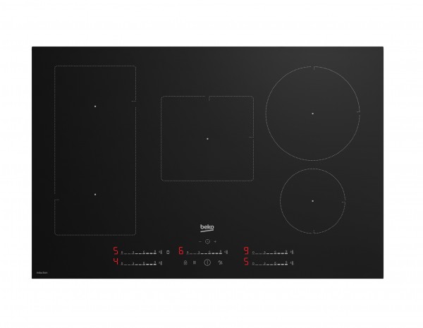 PIANO COTTURA BEKO HII85720UFT 80 CM A INDUZIONE 5 FUOCHI 1 SEZIONE INDYFLEX 9 LIVELLI DI COTTURA VETRO NERO