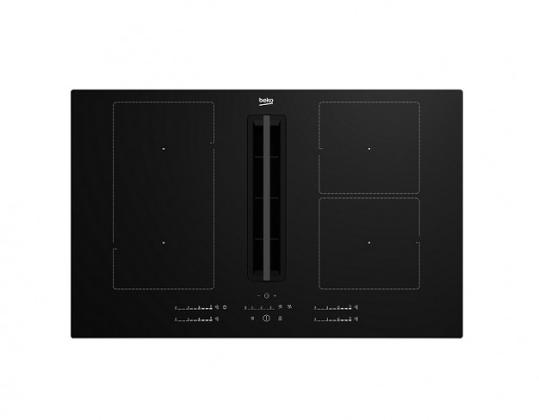 PIANO COTTURA BEKO HIXI 84700 UF 80 CM A INDUZIONE CON CAPPA INTEGRATA 4 FUOCHI 1 SEZIONE INDYFLEX 9 LIVELLI DI COTTURA VETRO NERO