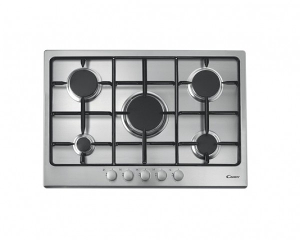 PIANO COTTURA CANDY CPG75SPX GAS 5 FUOCHI 75 CM ACCENSIONE ELETTRONICA GRIGLIE SMALTATE INOX