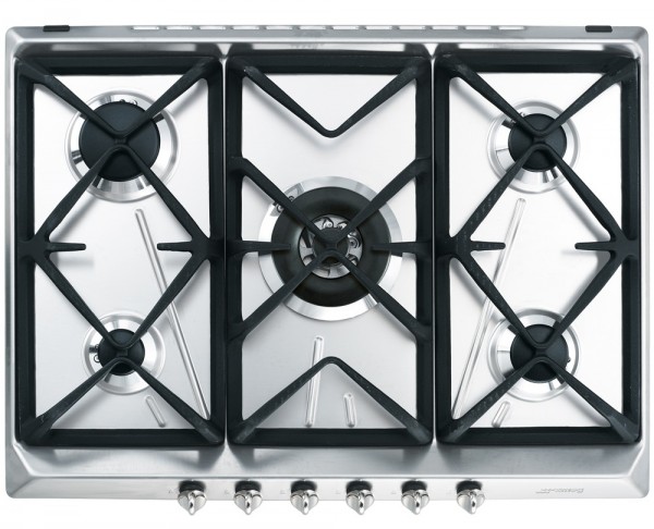 PIANO COTTURA SMEG SRV576GH5 A GAS 70 CM 5 FUOCHI GHISA INOX