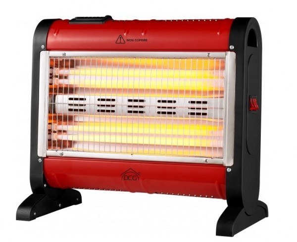 STUFA AL QUARZO DCG SA9424 4 ELEMENTI 1600 W CON TURBO E UMIDIFICATORE NERO / ROSSO