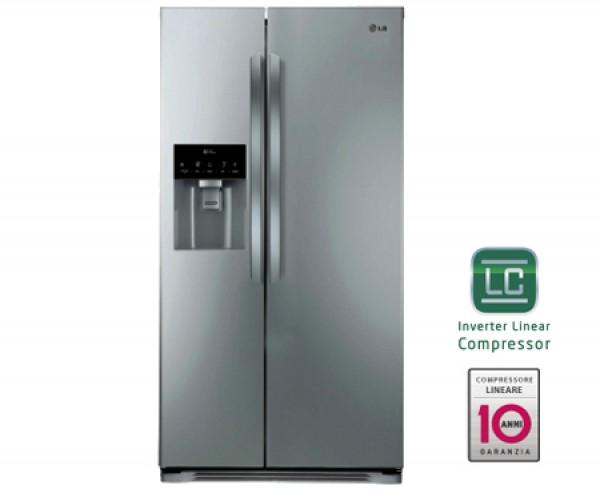 FRIGORIFERO LG SIDE BY SIDE GSL325PZCV 498 L INOX TOTAL NO FROST INVERTER DISPENSER ACQUA E GHIACCIO DISPLAY SOFT TOUCH LED CONGELAMENTO RAPIDO CLASSE A+