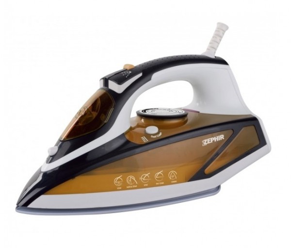 FERRO DA STIRO A VAPORE ZEPHIR ZHF396 2600 W PIASTRA XL IN CERAMICA TERMOSTATO REGOLABILE ARANCIO