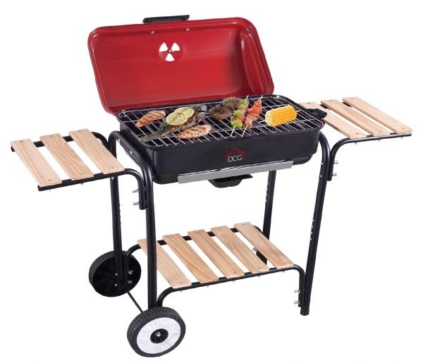 BARBECUE ELETTRICO DCG BQS2498 CON STAND E RUOTE 2300W TEMPERATURA REGOLABILE ROSSO