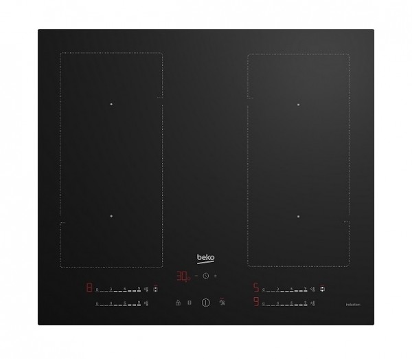 PIANO COTTURA BEKO HI I64720 UF2T 60 CM A INDUZIONE 4 FUOCHI 2 SEZIONI INDYFLEX 9 LIVELLI DI COTTURA VETRO NERO