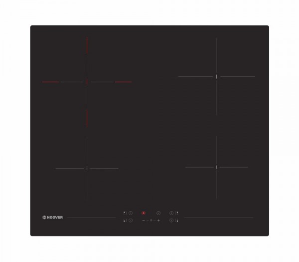PIANO COTTURA A INDUZIONE HOOVER H-HOB 300 ELECTRIC HH64DCT 4 FUOCHI ZONA DOPPIA 60 CM VETROCERAMICA NERO