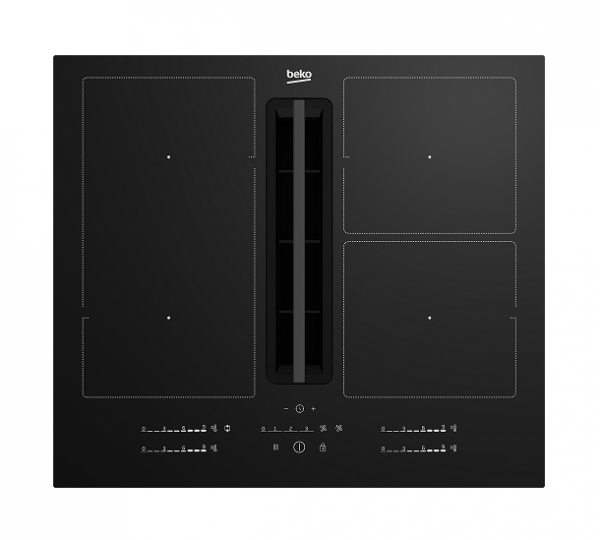 PIANO COTTURA BEKO HIXI 64700 UF 60 CM A INDUZIONE CON CAPPA INTEGRATA 4 FUOCHI 1 SEZIONE INDYFLEX 9 LIVELLI DI COTTURA VETRO NERO
