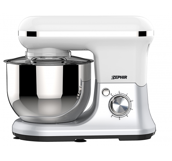 IMPASTATRICE PLANETARIA PROFESSIONALE ZEPHIR ZHC120DX 1200W CONTROLLO ELETTORNICO 6 VELOCITA' FUNZIONE PULSE BIANCO / SILVER