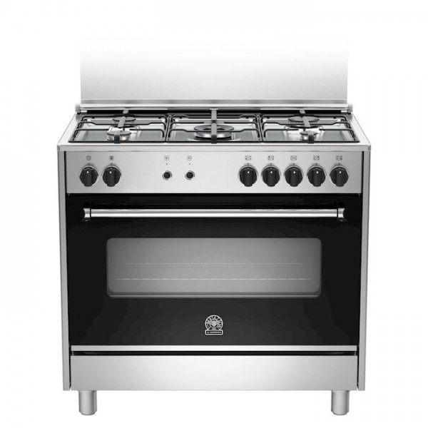 CUCINA A GAS LA GERMANIA AMS9 5C71 DX INOX 5 FUOCHI ACCENSIONE ELETTRONICA FORNO VENTILATO 115 L GRILL CLASSE A+ LA GERMANIA