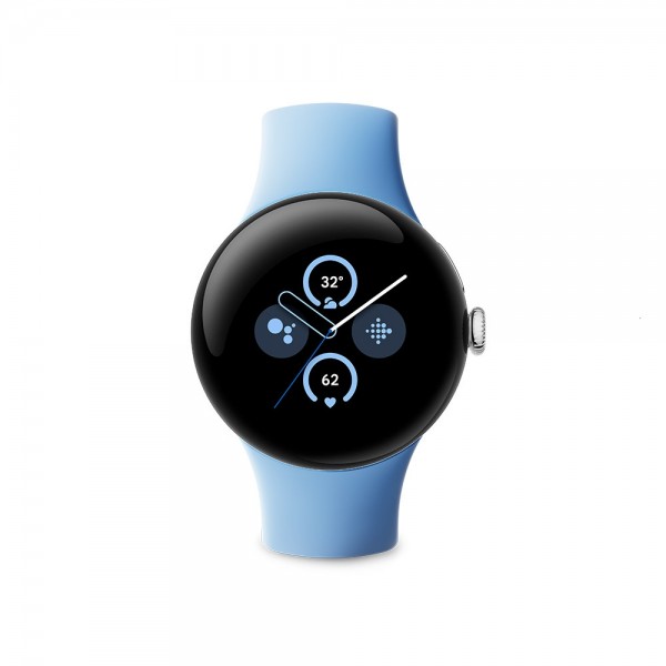 GOOGLE PIXEL WATCH 2 G4TSL 41 MM AMOLED TOUCH SCREEN WEAR OS 4G LTE WI-FI GPS CASSA IN ALLUMINIO ARGENTO CINTURINO SPORTIVO AZZURRO