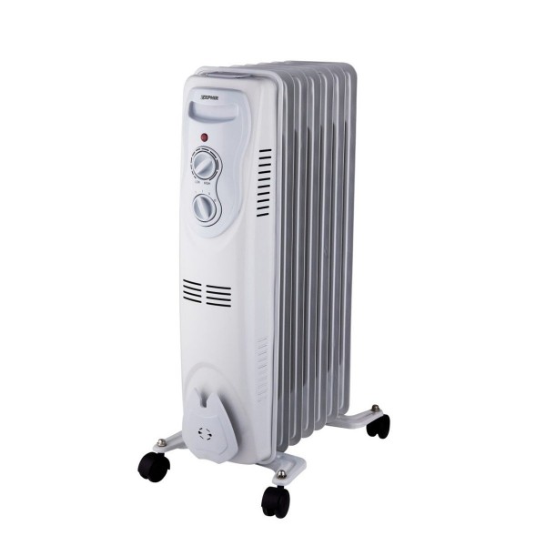 RADIATORE OLIO / TERMOSIFONE PORTATILE ZEPHIR ZRA1516 7 ELEMENTI 3 LIVELLI DI POTENZA 600/900/1500W TERMOSTATO REGOLABILE BIANCO