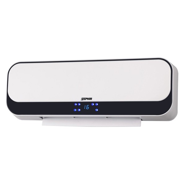 STUFA ELETTRICA / TERMOVENTILATORE CERAMICO DA PARETE ZEPHIR ZMW1002B 2 LIVELLI DI POTENZA 1000/2000W TERMOSTATO REGOLABILE TIMER ALETTE OSCILLANTI BIANCO