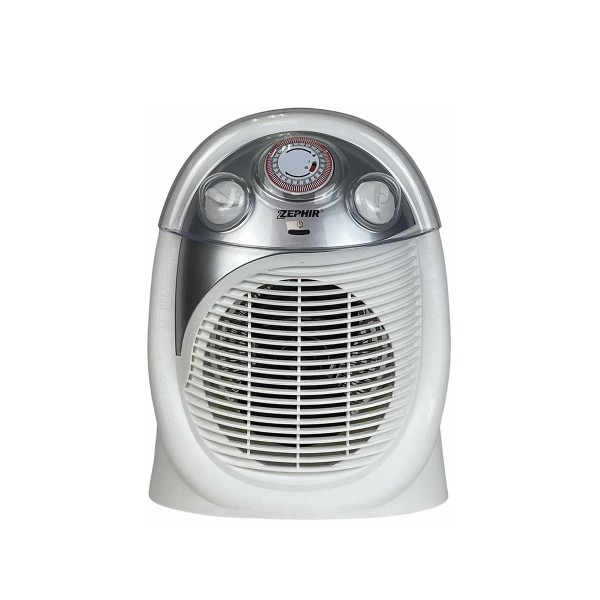 CALDOBAGNO / TERMOVENTILATORE ELETTRICO ZEPHIR TERMOCOMFORT 2 LIVELLI DI POTENZA 1000-2000W TERMOSTATO REGOLABILE TIMER BIANCO