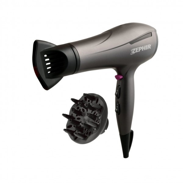 PHON / ASCIUGACAPELLI ELEGANCE ZEPHIR ZHB2001 2000W 2 VELOCITA' 3 LIVELLI DI TEMPERATURA NERO