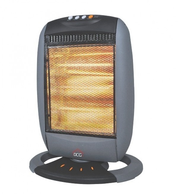 STUFA ALOGENA OSCILLANTE DCG SA9223 3 POTENZE 1200 W CON MANIGLIA POSTERIORE GRIGIO