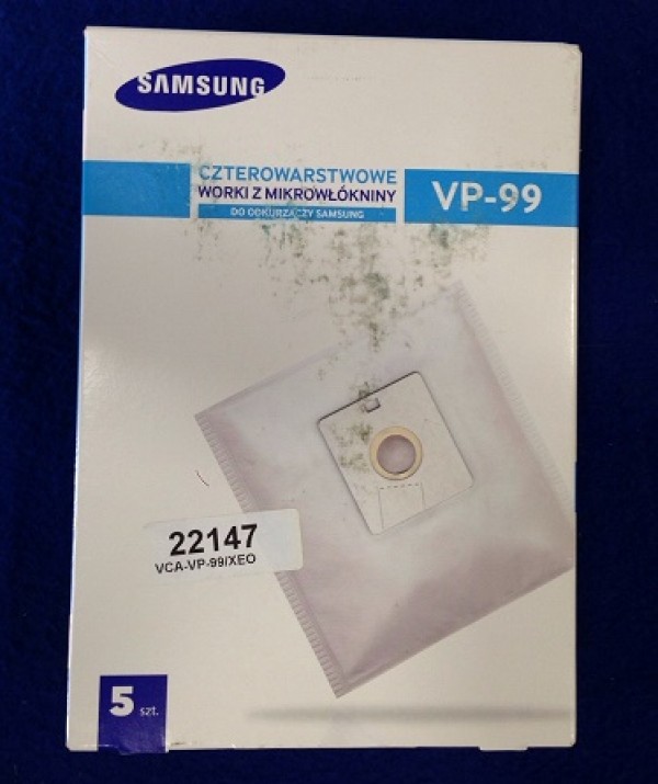 SET DI 5 SACCHETTI ORIGINALI PER ASPIRAPOLVERE SAMSUNG VCA VP 99 QUATTRO STRATI CON TENUTA IGIENICA SC5250, SC5251, SC5450, SC5480 *** SPEDIZIONE GRATIS ***