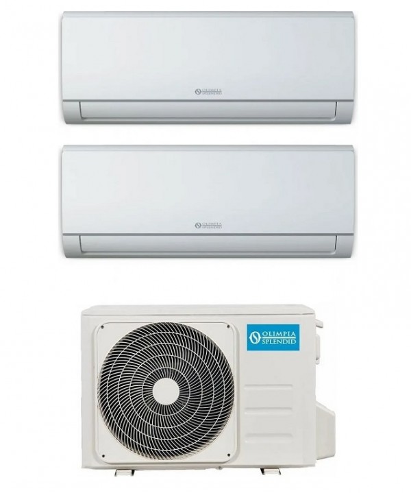 CLIMATIZZATORE / CONDIZIONATORE OLIMPIA SPLENDID ARYAL SI E - PHENIX DUAL SPLIT OS-CAAMH14EI + 2X OS-SEPHH09EI 9000 + 9000 BTU INVERTER GAS R32 POMPA DI CALORE DEUMIDIFICATORE BIANCO CLASSE A++/A+