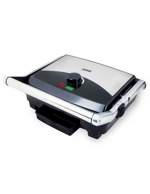 BISTECCHIERA ELETTRICA ZEPHIR ZHC655 2000W TERMOSTATO REGOLABILE PIASTRE ANTIADERENTI NERO / SILVER