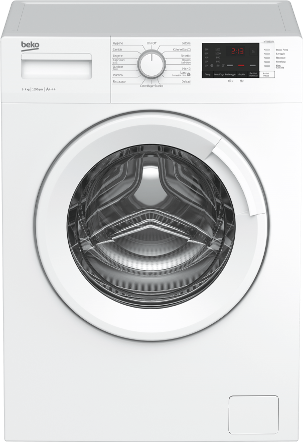 LAVATRICE BEKO WCX71232W 7 KG 1200 GIRI CARICO FRONTALE 15 PROGRAMMI PARTENZA RITARDATA LIBERA INSTALLAZIONE CLASSE A+++