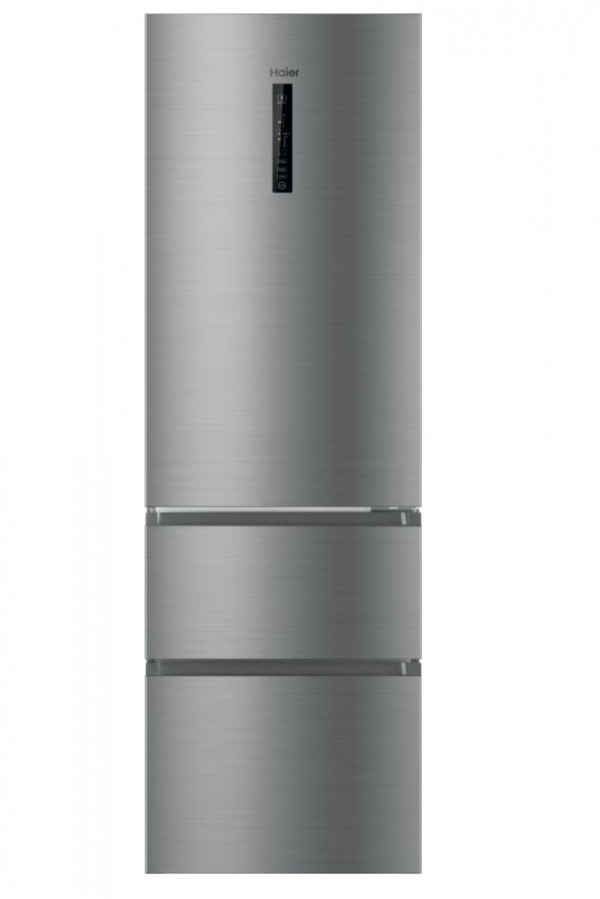 FRIGORIFERO COMBINATO 3D 60 SERIE 3 HAIER HTR3619ENMN 60 CM 3 PORTE 348 L NO FROST LIBERA INSTALLAZIONE ALLUMINIO / SILVER CLASSE E