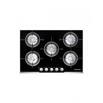 PIANO COTTURA HOOVER H-HOB 700 HGV75SXVB 75 CM GAS 5 FUOCHI GHISA VETRO TEMPERATO NERO