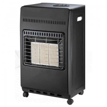 STUFA A GAS CON TURBOVENTOLA DCG GH10 VANO BOMBOLE FINO A 15 KG ACCENSIONE PIEZOELETTRICA 3 GRADI DI CALORE NERO CLASSE A