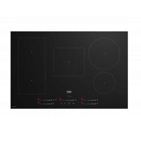 PIANO COTTURA BEKO HII85720UFT 80 CM A INDUZIONE 5 FUOCHI 1 SEZIONE INDYFLEX 9 LIVELLI DI COTTURA VETRO NERO
