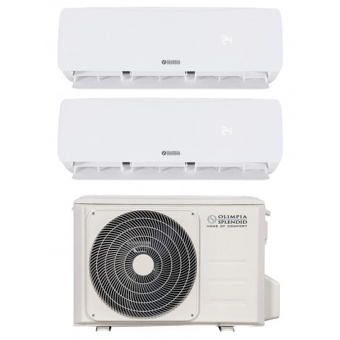 CLIMATIZZATORE / CONDIZIONATORE OLIMPIA SPLENDID ALYAS E DUAL SPLIT OS-CEOMH18EI + OS-SECYH12EI + OS-SECYH12EI 12000 + 12000 BTU INVERTER GAS R32 POMPA DI CALORE DEUMIDIFICATORE WIFI BIANCO CLASSE A++