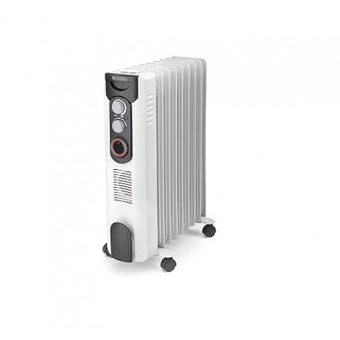 RADIATORE AD OLIO / TERMOSIFONE PORTATILE CALDORAD 9TT (99617) OLIMPIA SPLENDID 9 ELEMENTI 2000 + 400 W 2 LIVELLI DI POTENZA + FUNZIONE ECO BIANCO