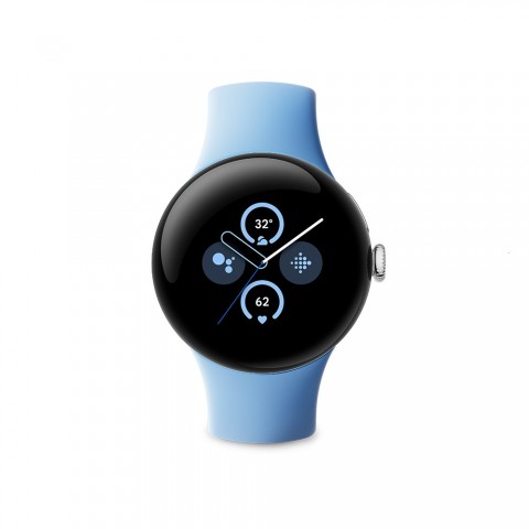 GOOGLE PIXEL WATCH 2 G4TSL 41 MM AMOLED TOUCH SCREEN WEAR OS 4G LTE WI-FI GPS CASSA IN ALLUMINIO ARGENTO CINTURINO SPORTIVO AZZURRO