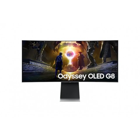 MONITOR GAMING ODYSSEY OLED G8 34" SAMSUNG LS34DG850SUXEN UWQHD CURVO 0.03 MS 175 HZ SMART HDR10 HDMI HUB USB BLUETOTH ALTOPARLANTE SILVER
