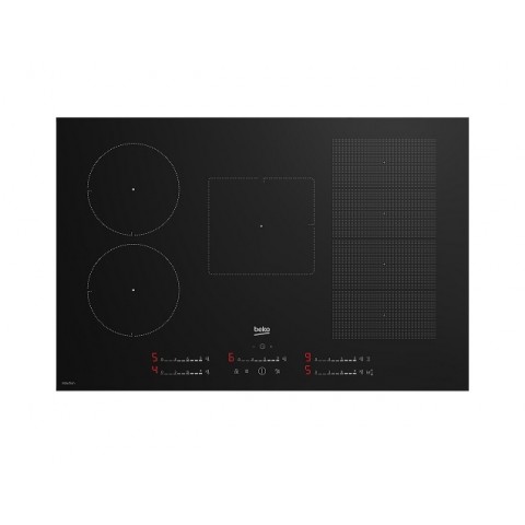 PIANO COTTURA BEKO HII 85780 UFT 80 CM INDUZIONE 5 FUOCHI 1 FULL FLEXYZONE 9 LIVELLI DI COTTURA VETRO NERO