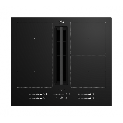 PIANO COTTURA BEKO HIXI 64700 UF 60 CM A INDUZIONE CON CAPPA INTEGRATA 4 FUOCHI 1 SEZIONE INDYFLEX 9 LIVELLI DI COTTURA VETRO NERO