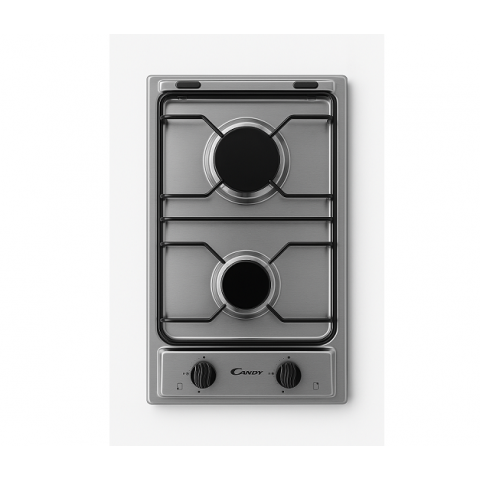 PIANO COTTURA CANDY PDA300/1GX GAS 2 FUOCHI 29 CM ACCENSIONE ELETTRONICA GRIGLIE SMALTATE INOX