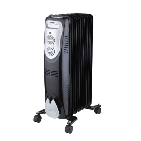 RADIATORE OLIO / TERMOSIFONE PORTATILE ZEPHIR ZRA1517 7 ELEMENTI 3 LIVELLI DI POTENZA 600/900/1500W TERMOSTATO REGOLABILE NERO