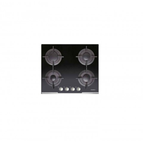 PIANO COTTURA ROSIERES RGV64TFBPN 60 CM A GAS 4 FUOCHI VETRO TEMPERATO NERO