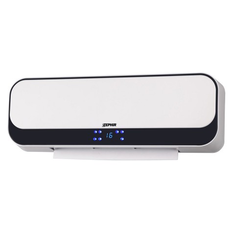 STUFA ELETTRICA / TERMOVENTILATORE CERAMICO DA PARETE ZEPHIR ZMW1002B 2 LIVELLI DI POTENZA 1000/2000W TERMOSTATO REGOLABILE TIMER ALETTE OSCILLANTI BIANCO