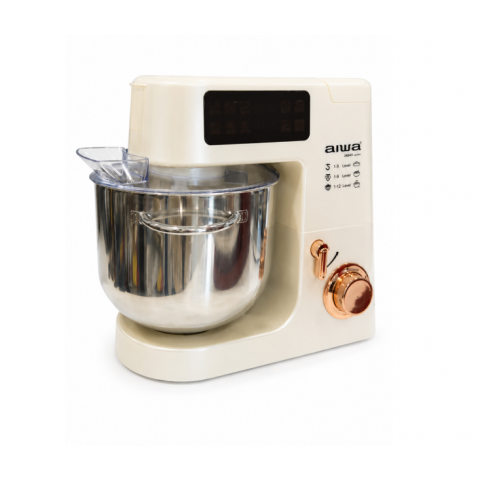 IMPASTATRICE PLANETARIA PROFESSIONALE / ROBOT DA CUCINA AIWA A03PM-CM 10 L FRULLATORE TRITACARNE 2100W BILANCIA ELETTRONICA DISPLAY TOUCH 5 PROGRAMMI 12 VELOCITA' TIMER CREMA